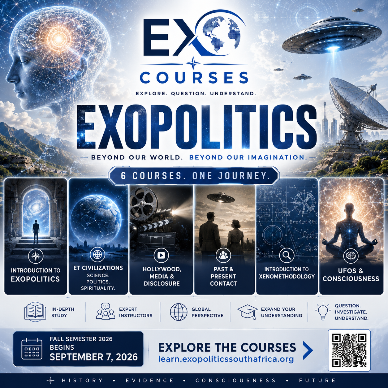 Exopolitics Courses Fall Semester 2026 — six courses, one journey