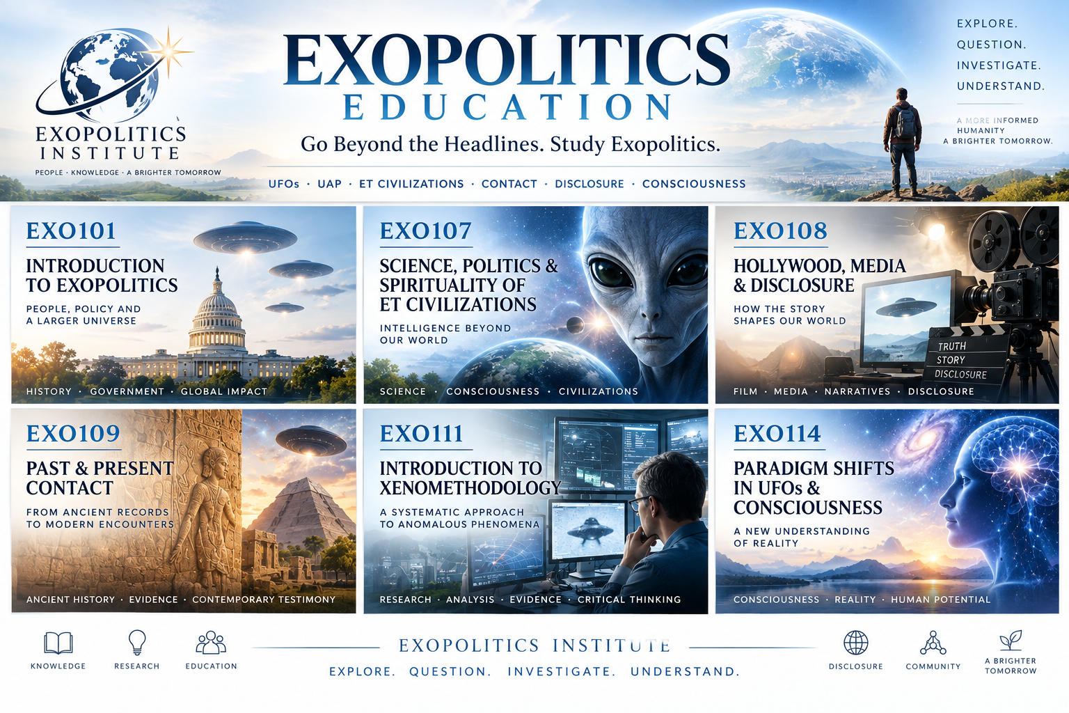 Exopolitics Education — six courses exploring UFOs, contact, disclosure and consciousness
