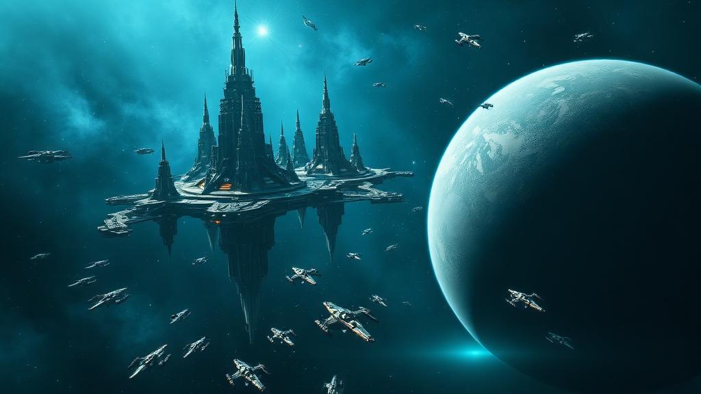 Vast extraterrestrial civilization orbiting a distant planet